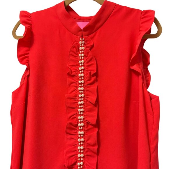 Lilly Pulitzer Adalee Shift Dress Ruby Red Pearl Accents Size 14 NWT - Picture 6 of 9